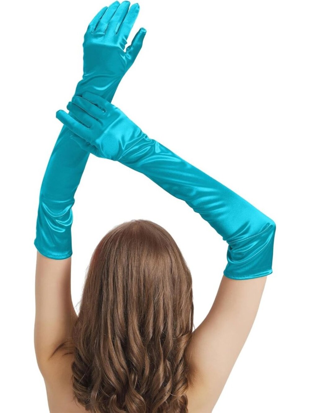 Women's Teal Elbow Length Halloween Cosplay 1920s Costume Opera Gloves